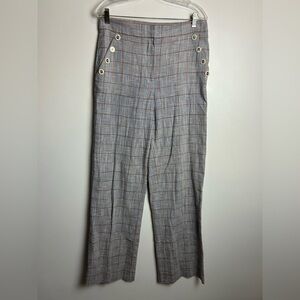 VERONICA BEARD Size 10 Pants FRIEDMAN Plaid womens Trousers Linen Blend Office